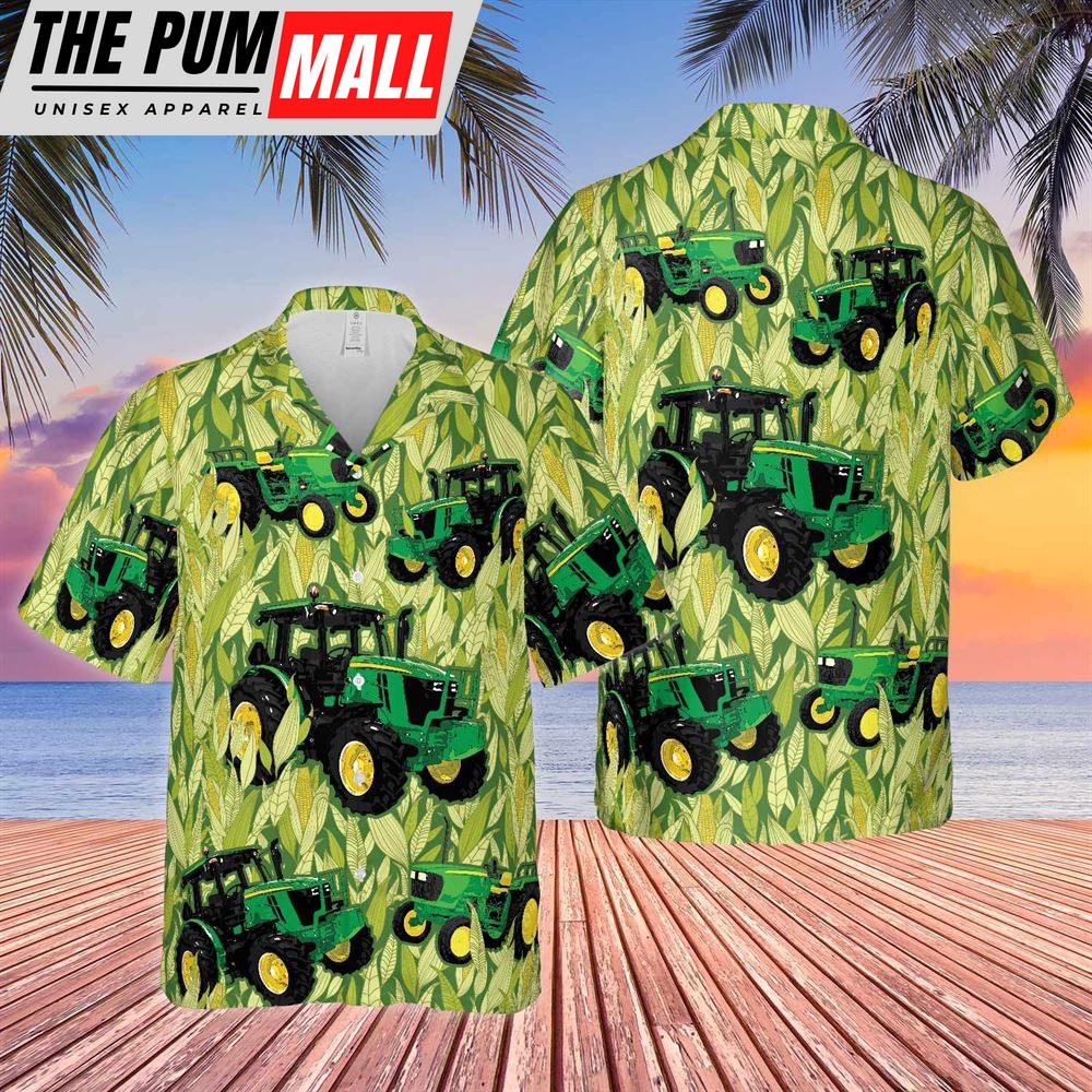Farm Hawaiian Shirt, Tractor Corn All Over Printed 3D Hawaiian Shirt, Animal Hawaiian Shirt