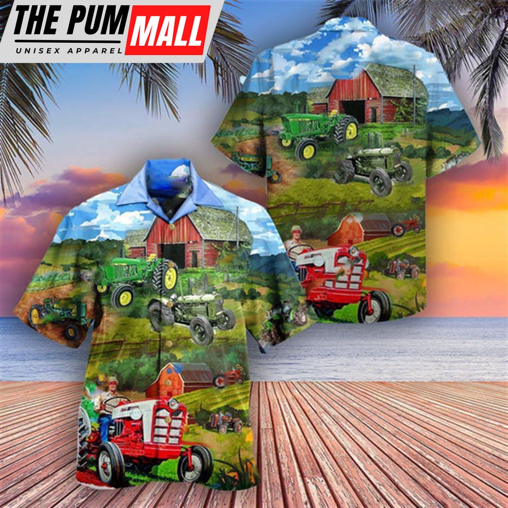 Farm Hawaiian Shirt, Tractors All Over Printed 3D Hawaiian Shirt For Men And Women, Animal Hawaiian Shirt