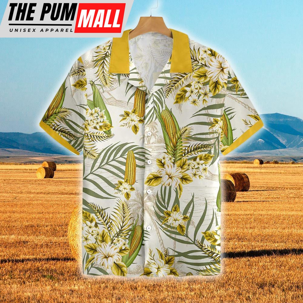 Farm Hawaiian Shirt, Tractors Corns All Over Printed 3D Hawaiian Shirt, Animal Hawaiian Shirt