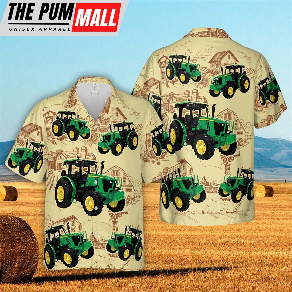 Farm Hawaiian Shirt, Tractors Farm Drawing All Over Printed 3D Hawaiian Shirt For Men And Women, Animal Hawaiian Shirt