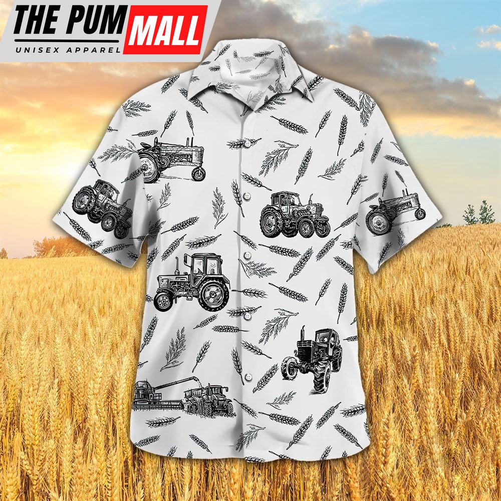 Farm Hawaiian Shirt, Tractors Pattern All Over Printed 3D Hawaiian Shirt, Animal Hawaiian Shirt