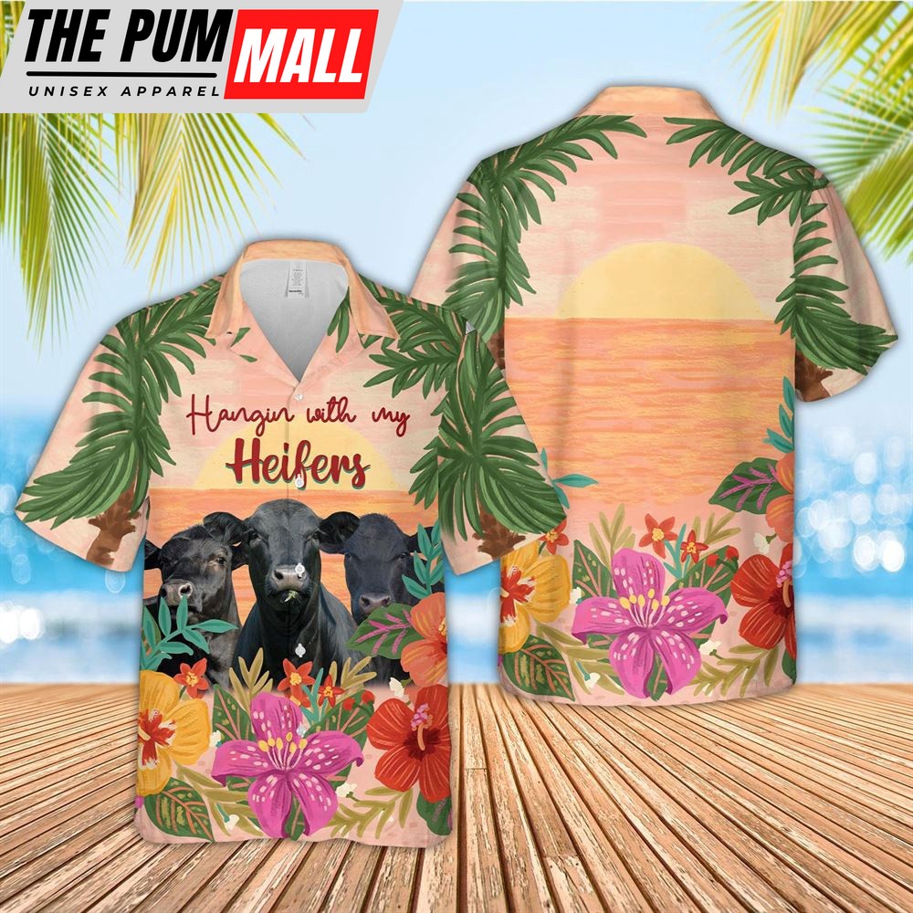Farm Hawaiian Shirt, Triple Black Angus Hawaiian Shirt, Animal Hawaiian Shirt