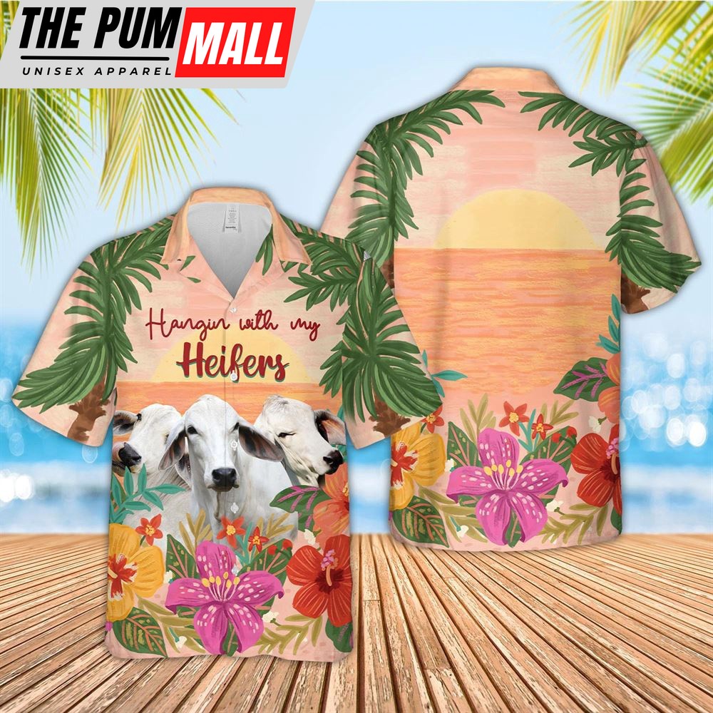 Farm Hawaiian Shirt, Triple Brahman Hawaiian Shirt, Animal Hawaiian Shirt