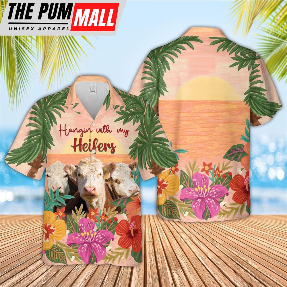 Farm Hawaiian Shirt, Triple Hereford Hawaiian Shirt, Animal Hawaiian Shirt