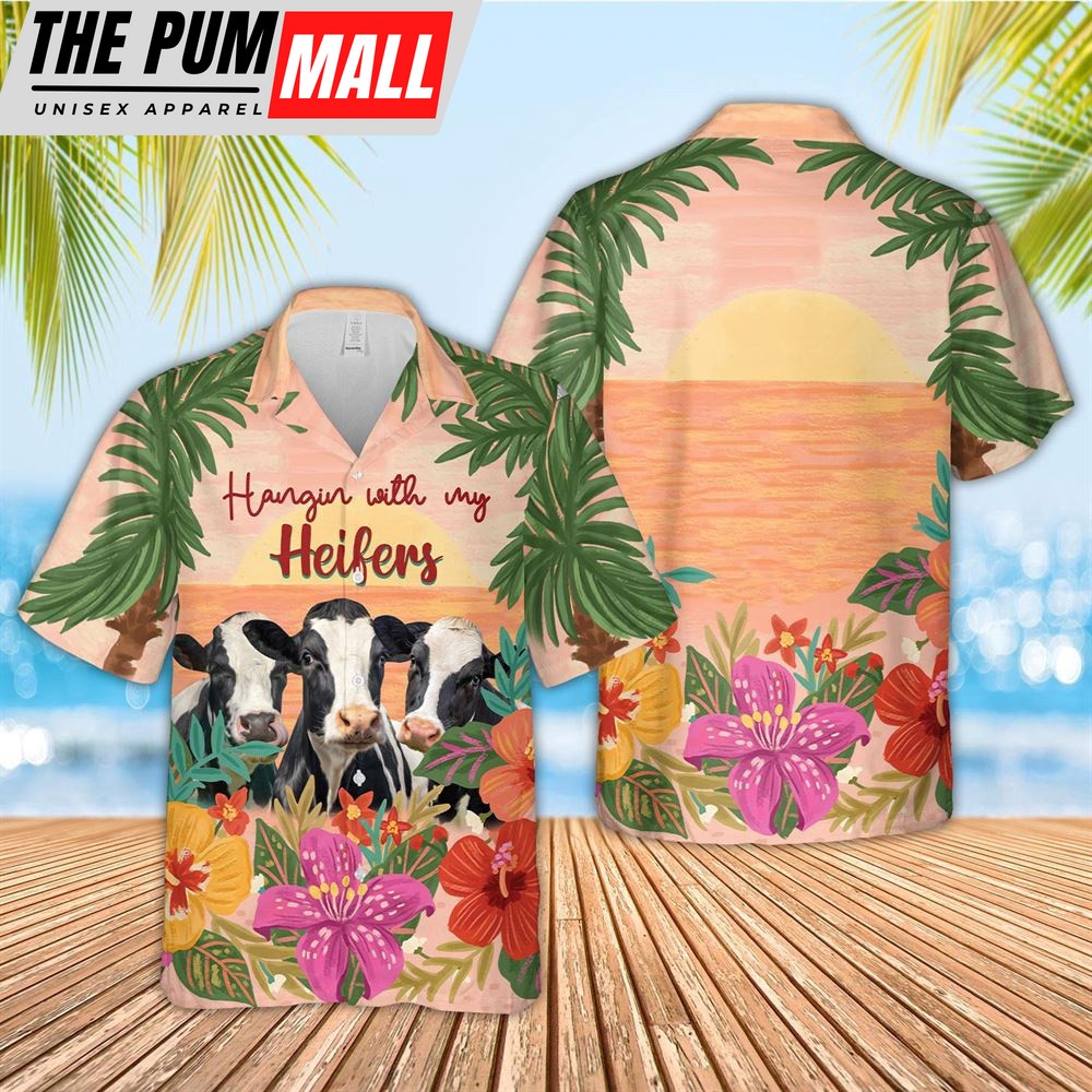 Farm Hawaiian Shirt, Triple Holstein Hawaiian Shirt, Animal Hawaiian Shirt