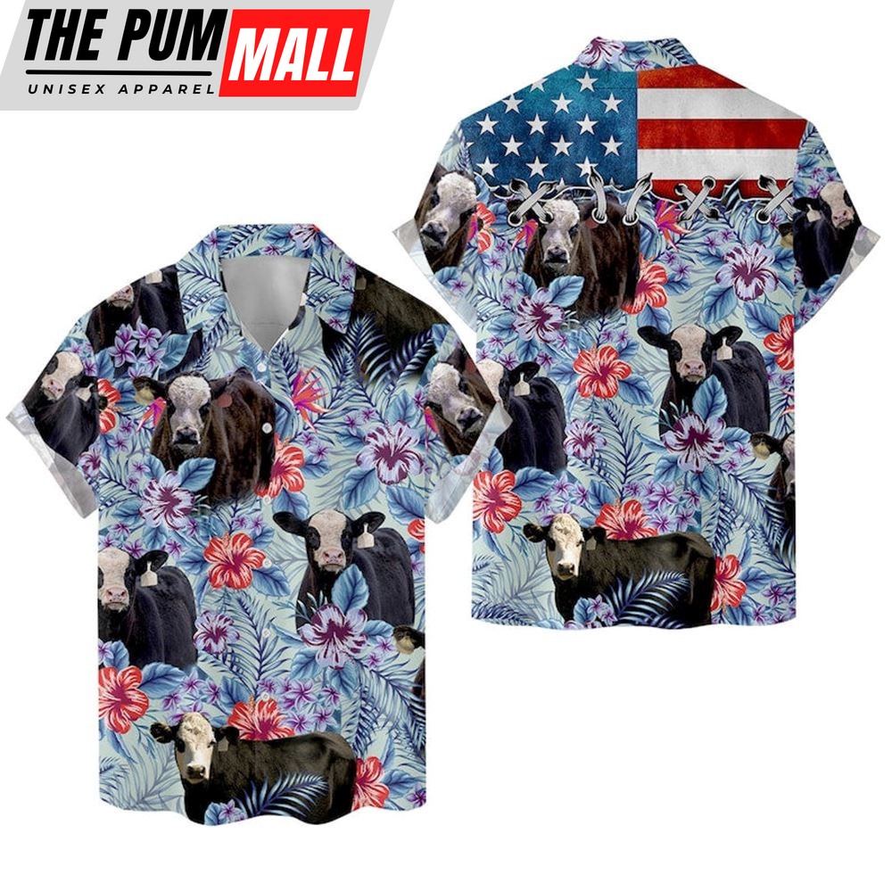 Farm Hawaiian Shirt, Tropical Black Hereford 3D Hawaiian Shirts For Men And Women, Animal Hawaiian Shirt