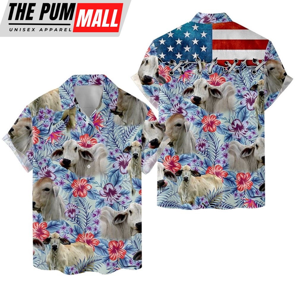 Farm Hawaiian Shirt, Tropical Brahman 3D Hawaiian Shirts For Men And Women, Animal Hawaiian Shirt