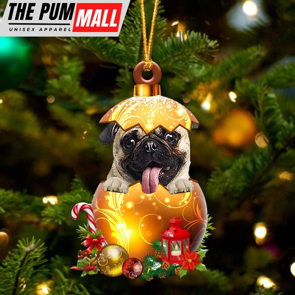 Fawn Pug In Golden Egg Christmas Ornament – Car Ornament – Unique Dog Gifts For Owners Limited Edition
