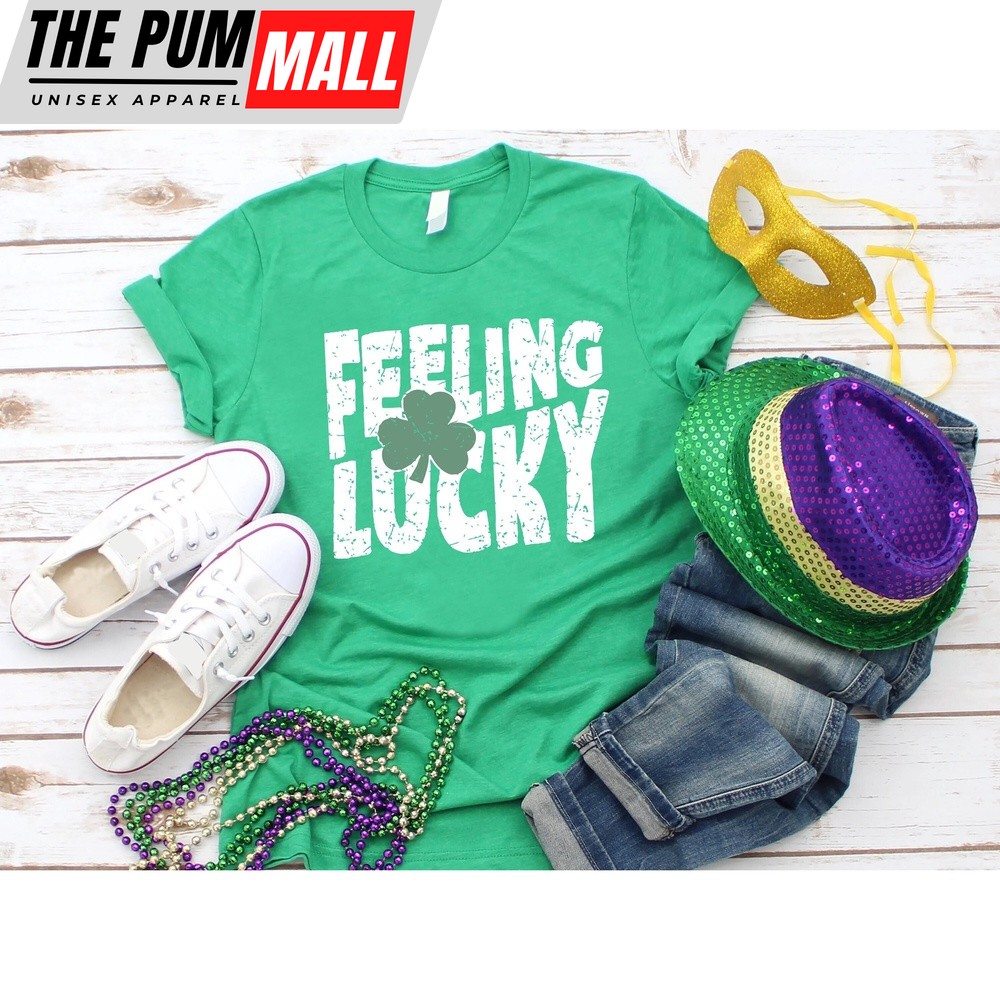 Feeling Lucky Retro Shirt, Patrick’s Day Gift, Saint Patricks Tees, Shamrock Lucky Tshirt, Irish Womens St Patrick’s Day