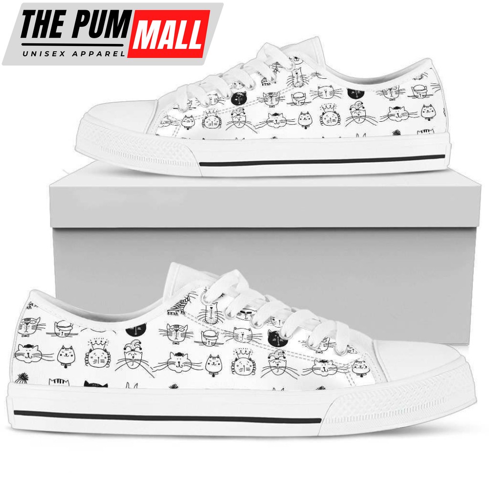 Feline Elegance: Women’s Low-Top Shoes Featuring Cats