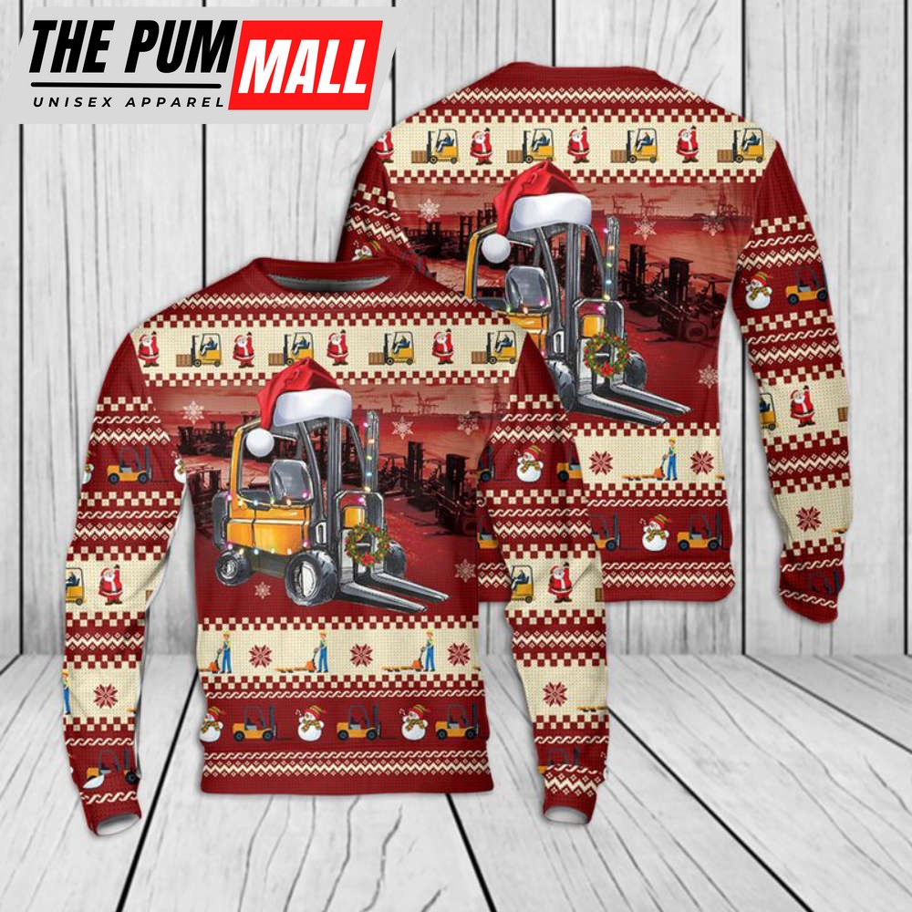 Festive 3D Forklift Christmas Sweater – Perfect Holiday Gift!