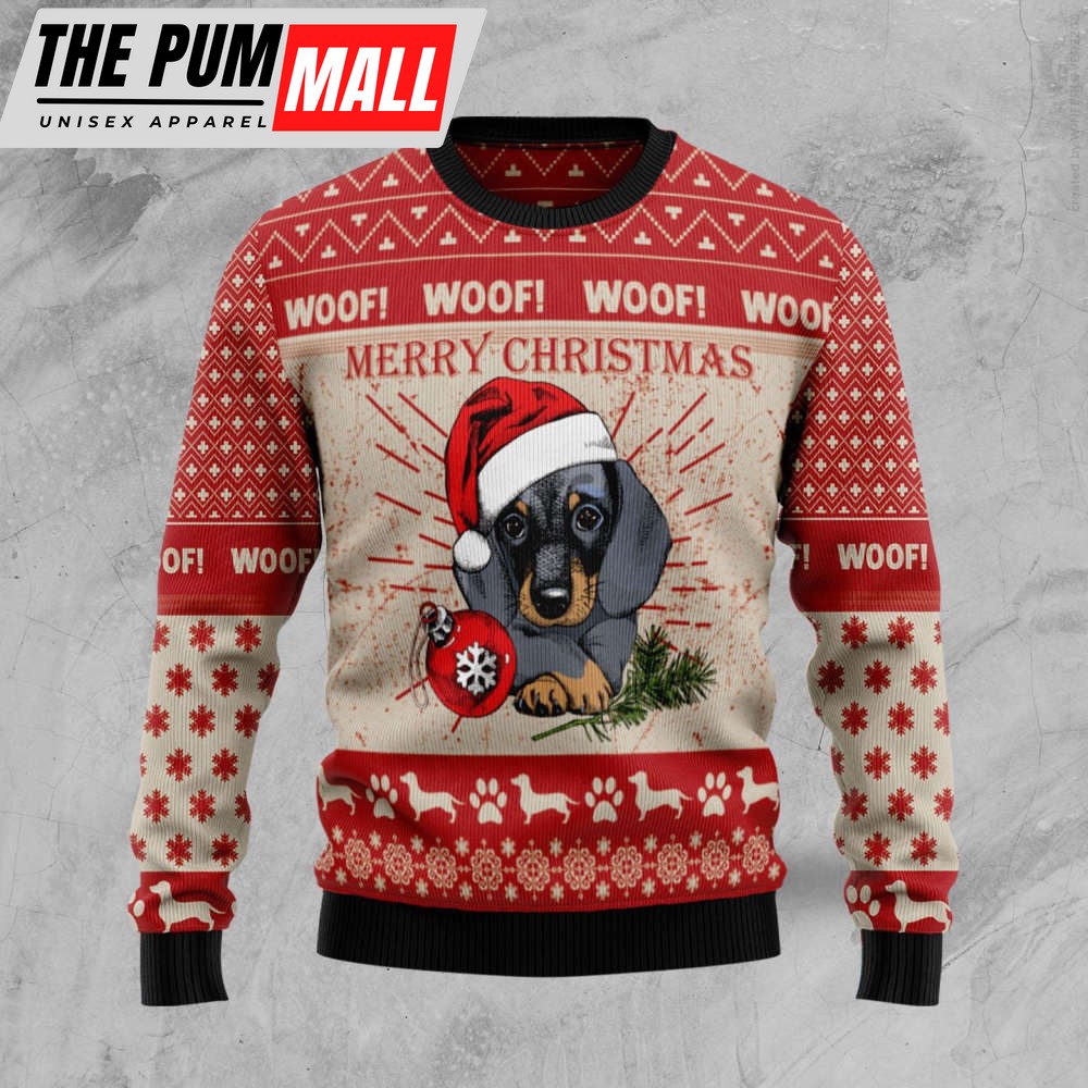 Festive Dachshund Ugly Christmas Sweater – Perfect Holiday Gift!