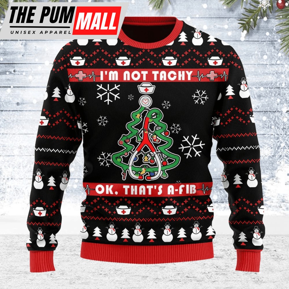 Festive Nurse Christmas Sweater: Stylish Red & Black Ugly Sweater