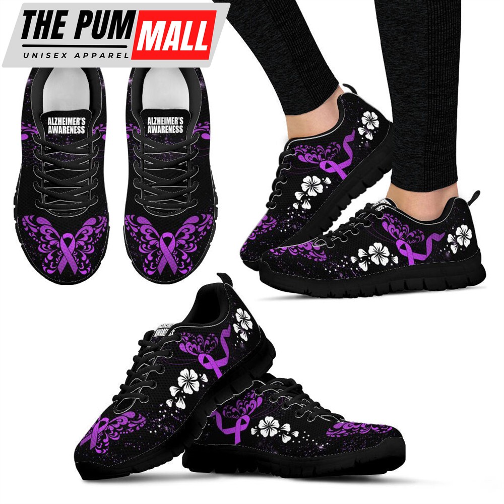 Fight Alzheimer’s Shoes Awareness Flower Sneaker Walking Shoes – Best Gift For Men And Women Malalan