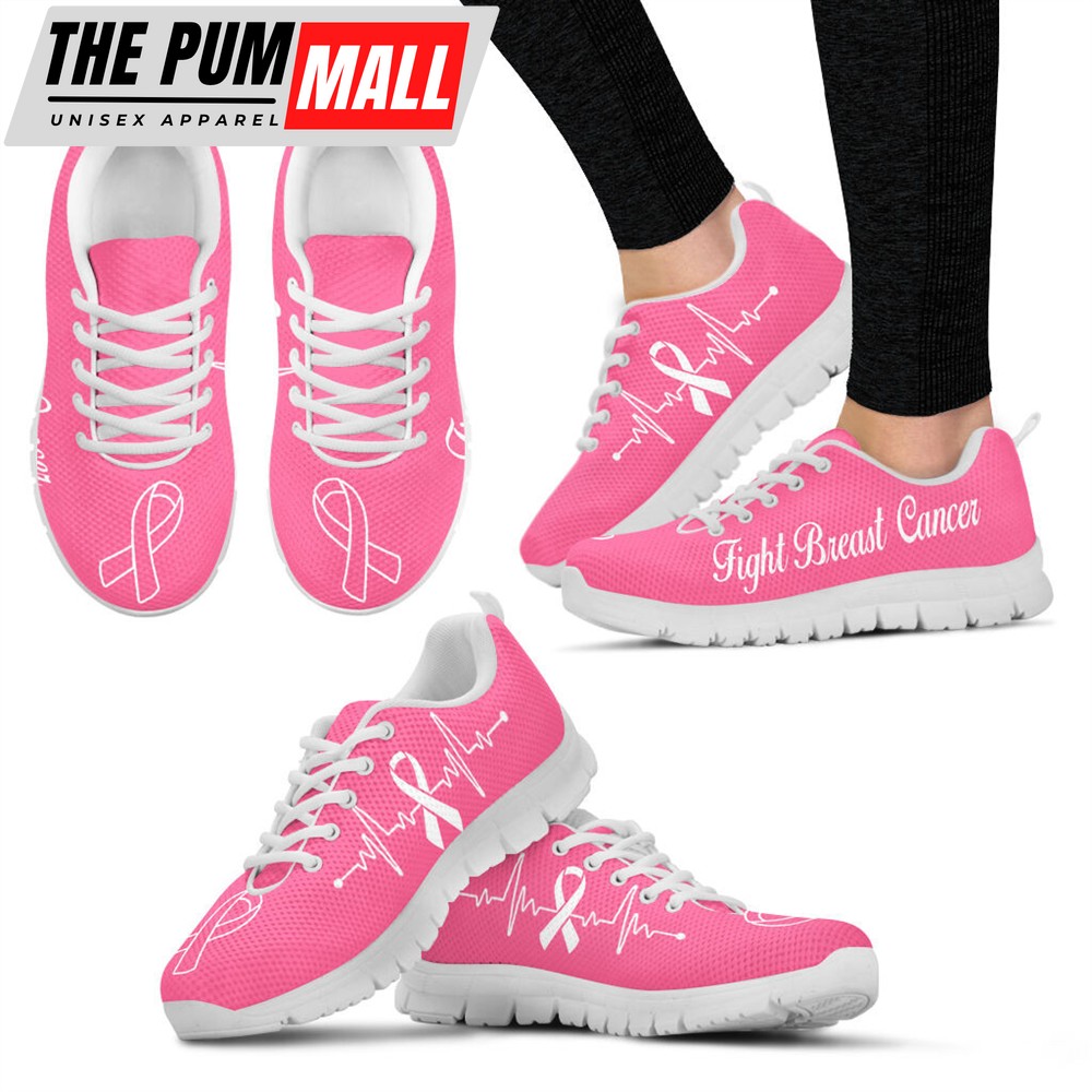 Fight Breast Cancer Shoes Cloudy All Pink Sneaker Walking Shoes – Best Gift For Men And Women – Cancer Awareness Shoes