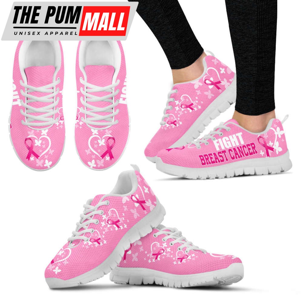 Fight Breast Cancer Shoes Pink Sneaker Walking Shoes, Best Gift For Men And Women