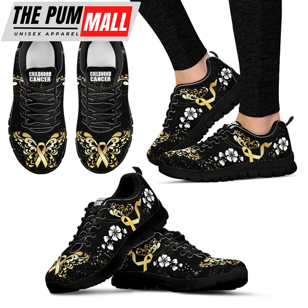 Fight Childhood Cancer Shoes Flower Sneaker Walking Shoes – Best Gift For Men And Women Malalan