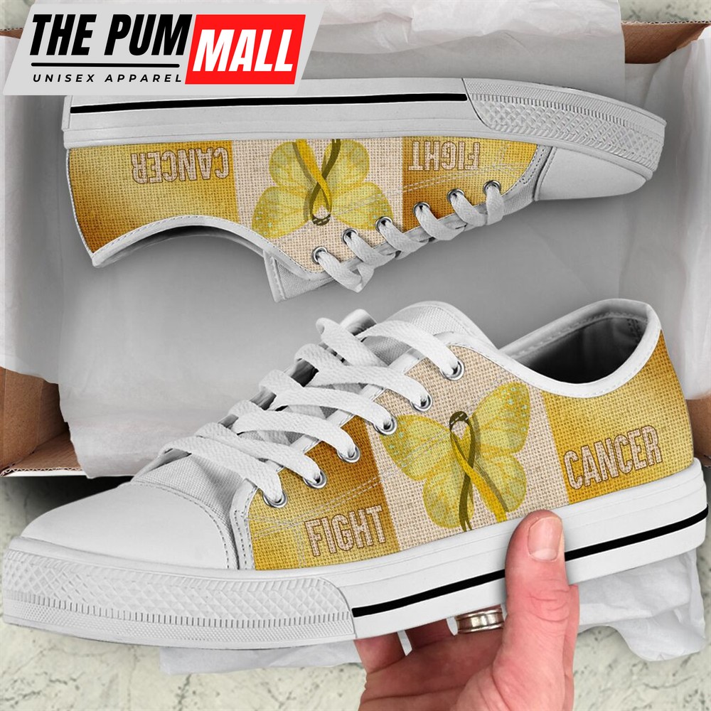 Fight Childhood Cancer Shoes Texture Low Top Shoes – Best Gift For Men And Women – Cancer Awareness Shoes