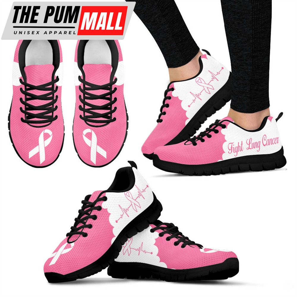 Fight Lung Cancer Shoes Cloudy Pink Sneaker Walking Shoes – Best Gift For Men And Women