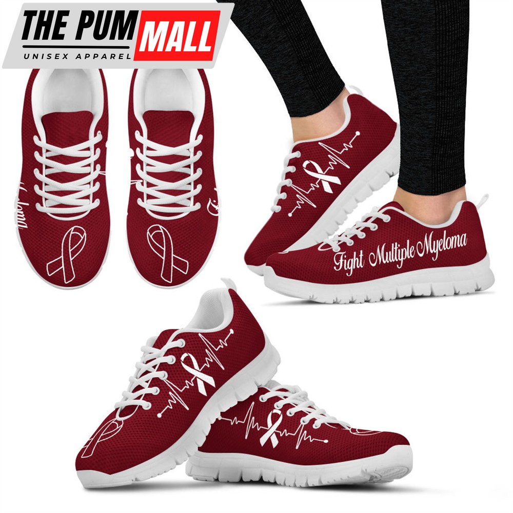 Fight Multiple Myeloma Shoes All Burgundy Sneaker Walking Shoes – Best Gift For Men And Women – Cancer Awareness Shoes