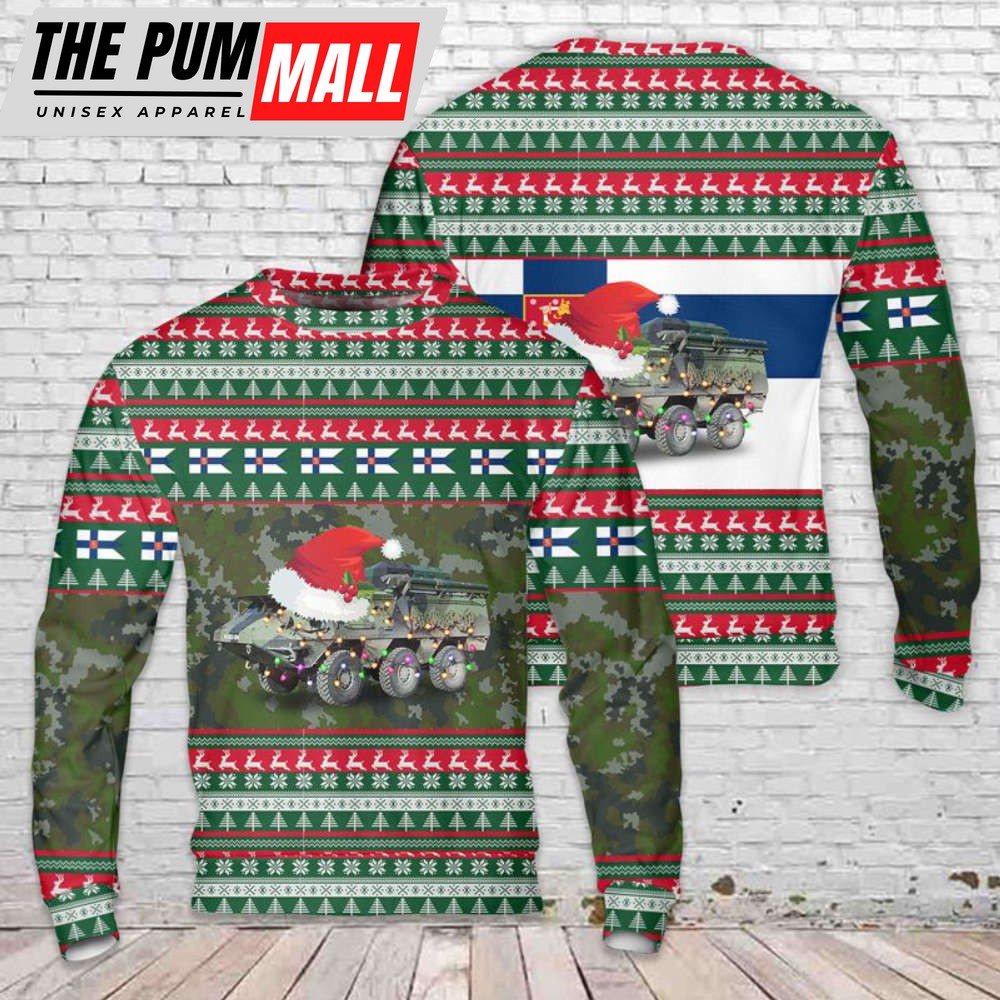 Finnish Army Sisu XA-202 Christmas Sweater: Unique 3D Gift for a Festive Christmas