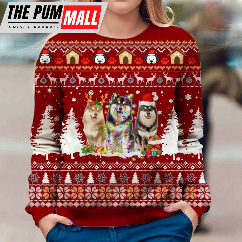 Finnish Lapphund Ugly Christmas Sweater, Gift For Christmas, Unisex Crewneck Sweater