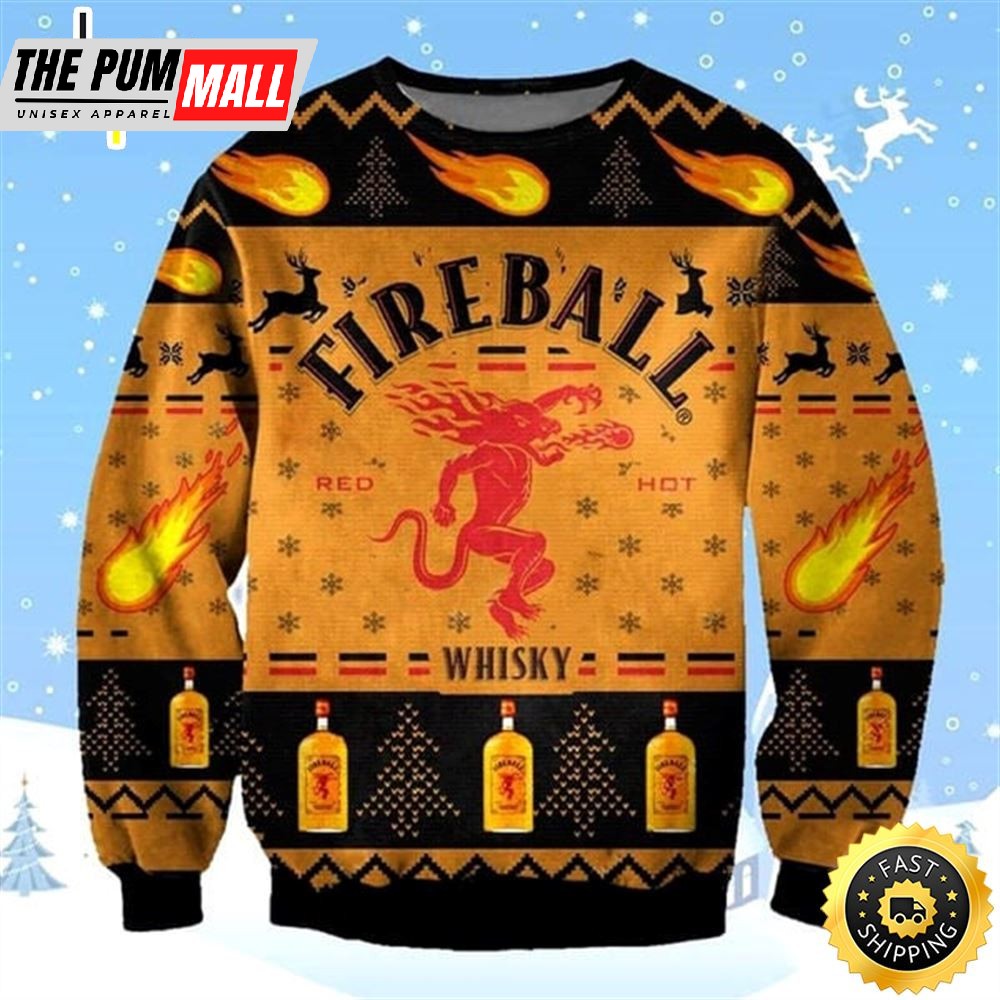Fireballs Cinnamon Whisky Ugly Christmas Sweater