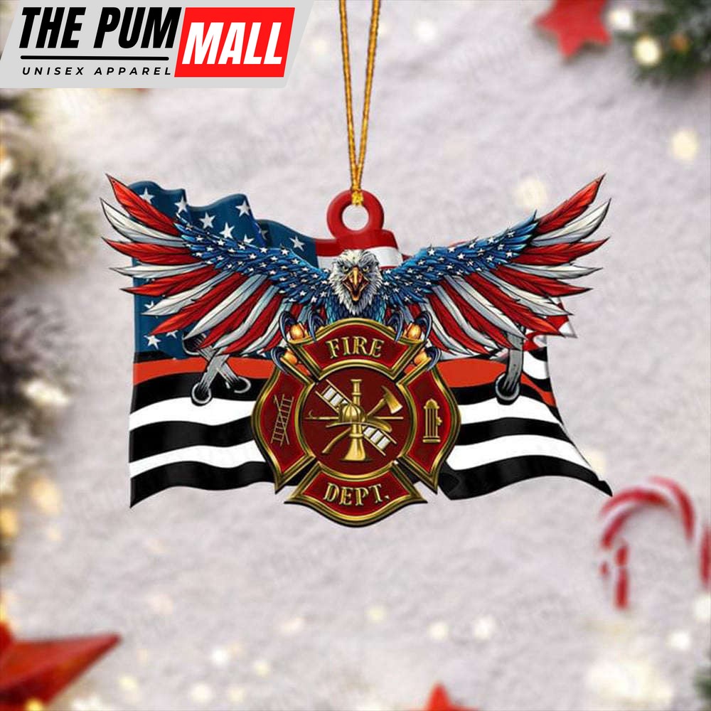 Firefighter Christmas Ornament Fire Department Eagle Red Line USA Flag Ornament Decorations Limited Edition