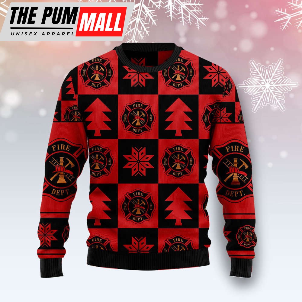 Firefighter Christmas Pattern Ugly Sweater – Perfect Gift for Christmas Day