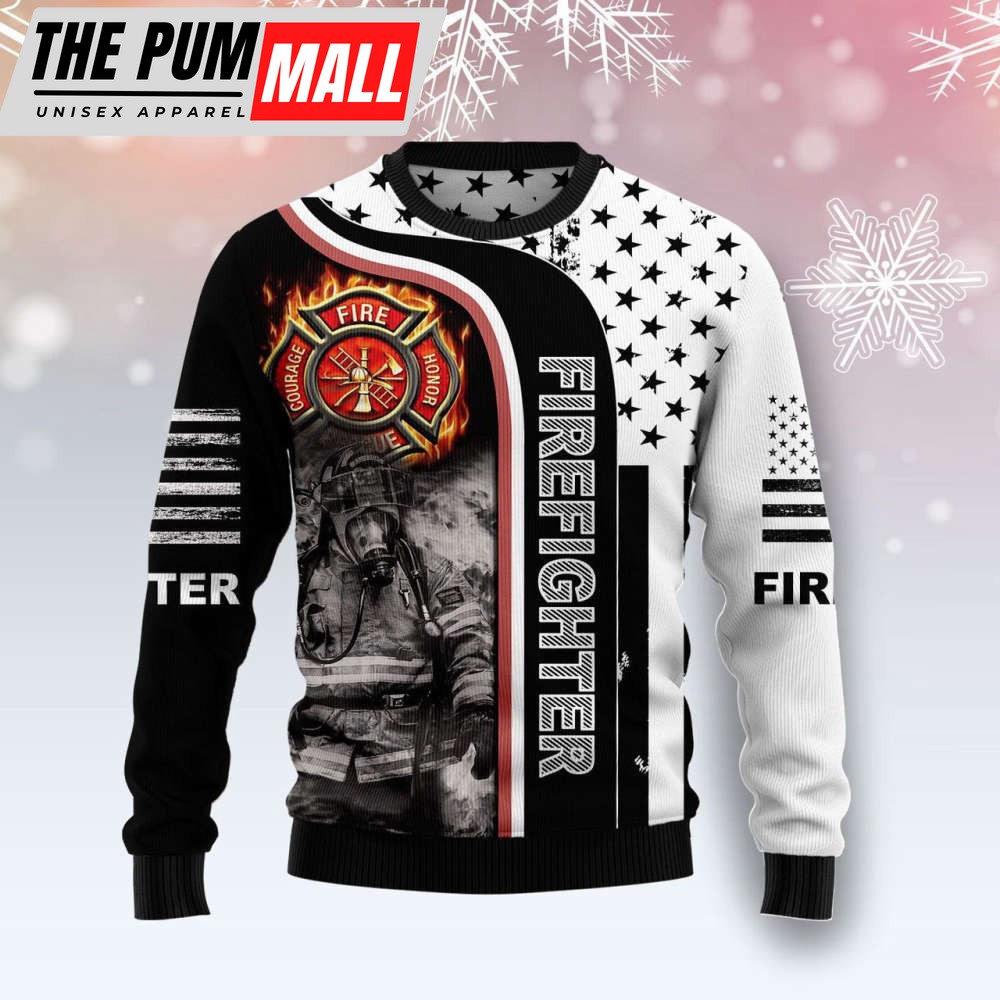 Firefighter Ugly Christmas Sweater – Perfect Gift for Men & Women Adult Size Perfect Christmas Gift
