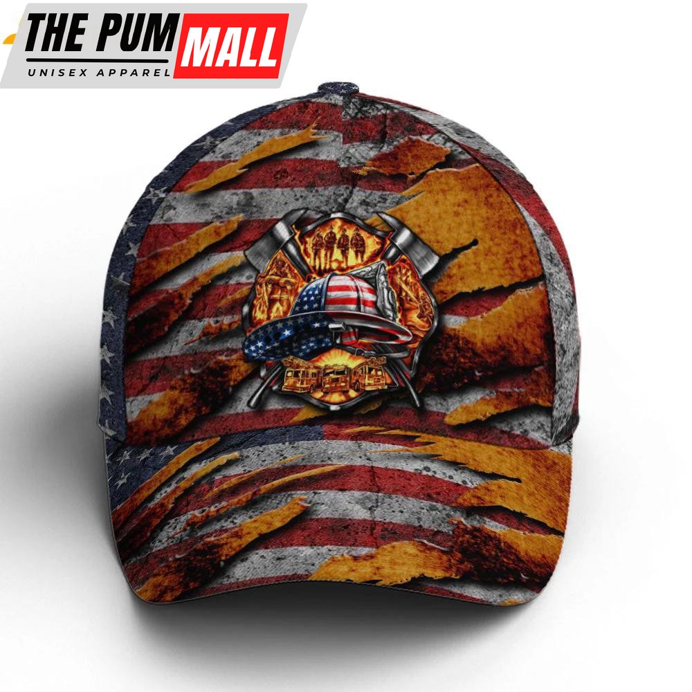 Firefighter Vintage US Flag Classic Baseball Cap