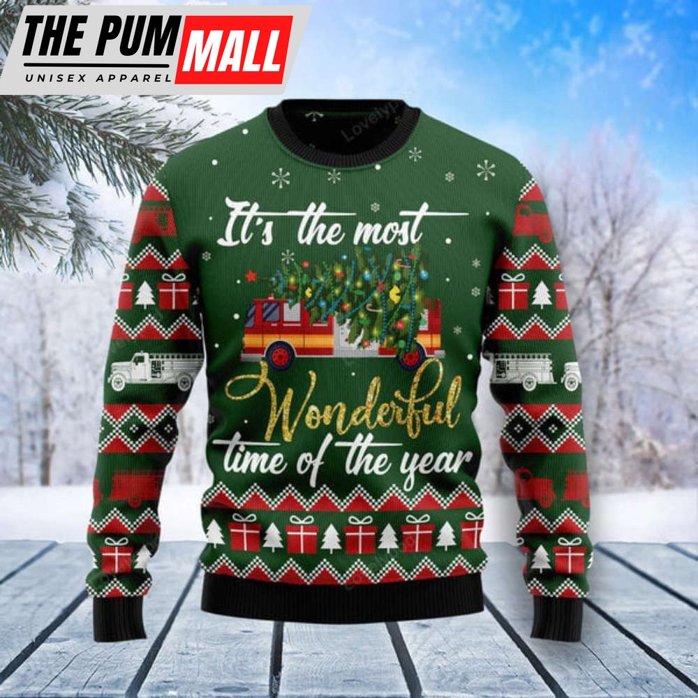 Firefighter Wonderful Time Ugly Christmas Sweater – 3D Graphic Sweatshirt