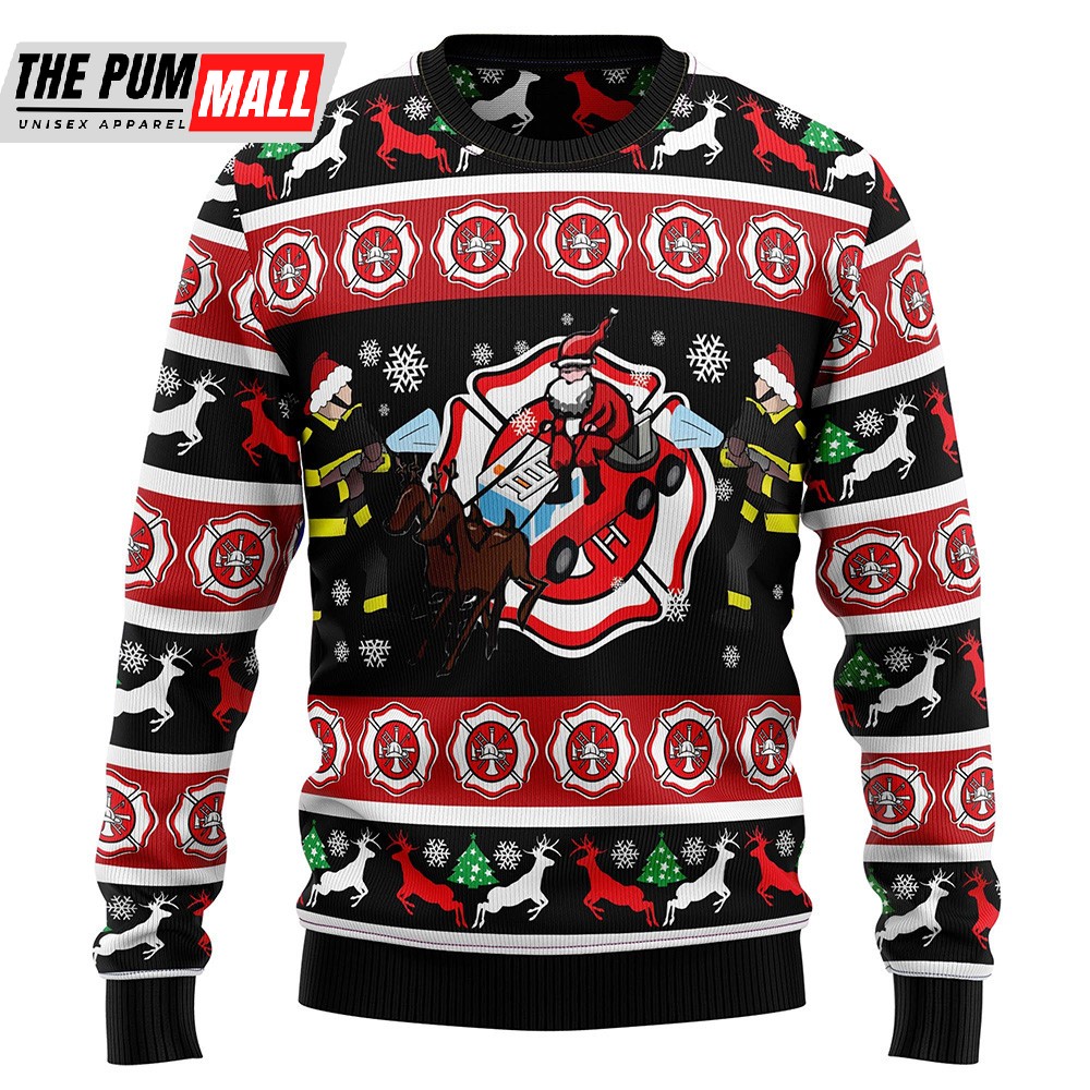 Fireman Firefighter Ugly Christmas Sweater Sweater Christmas Unisex