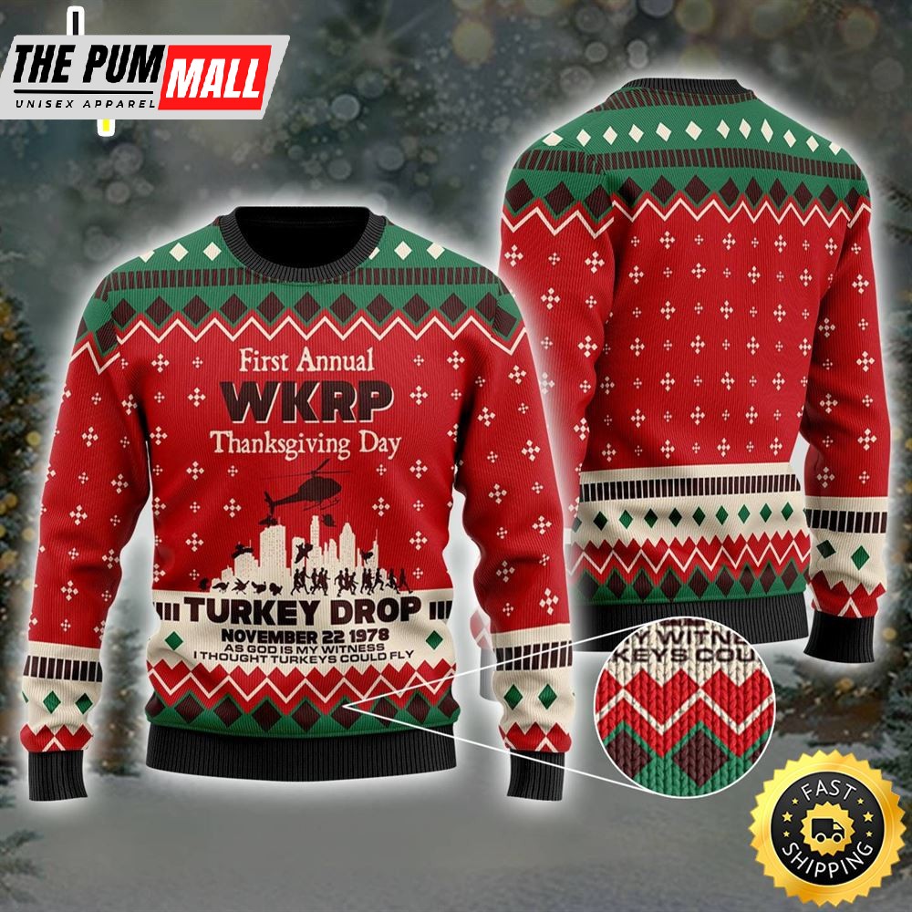 First Annual WKRP Thanksgiving Day Turkey Drop November 22 1978 Ugly Sweater
