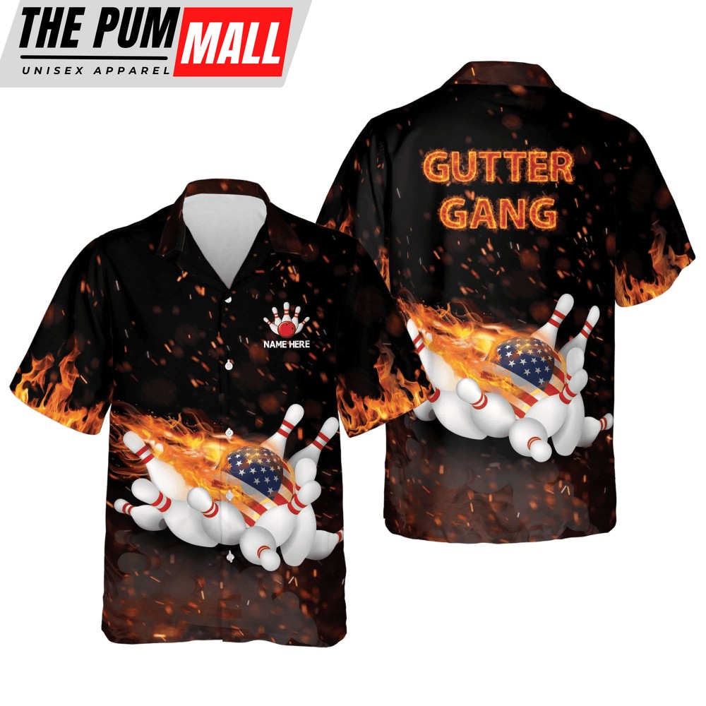 Flame Bowling Gutter Gang Hawaiian Shirt – Perfect Summer Gift for Bowling Team