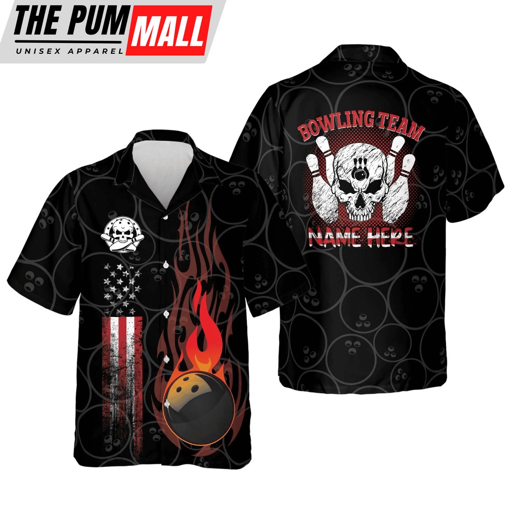 Flame Skull Hawaiian Shirt: Funny Bowling Team Summer Gift – Trendy & Unique