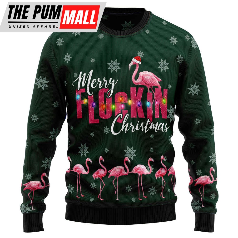 Flamingo Merry Flockin Christmas Ugly Christmas Sweater