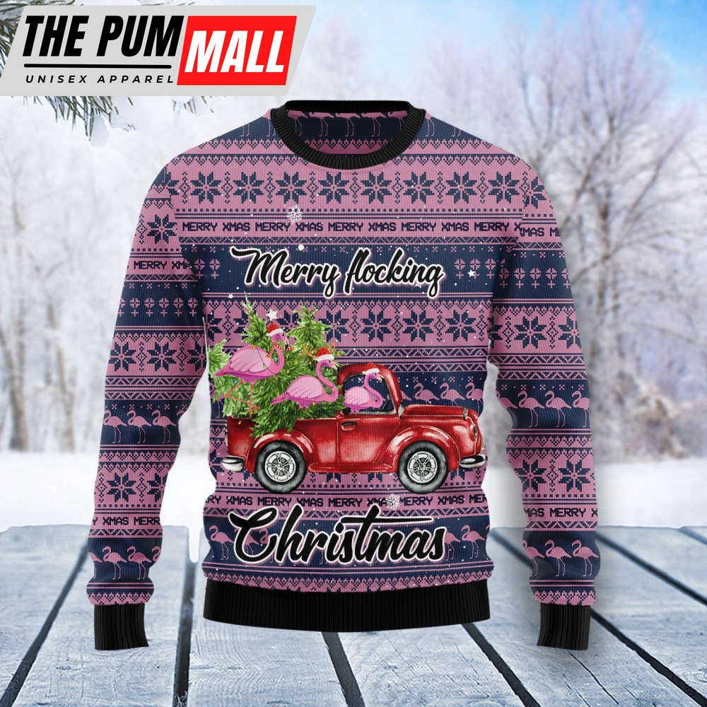 Flamingo Merry Flocking Christmas T1711 Ugly Christmas Sweater