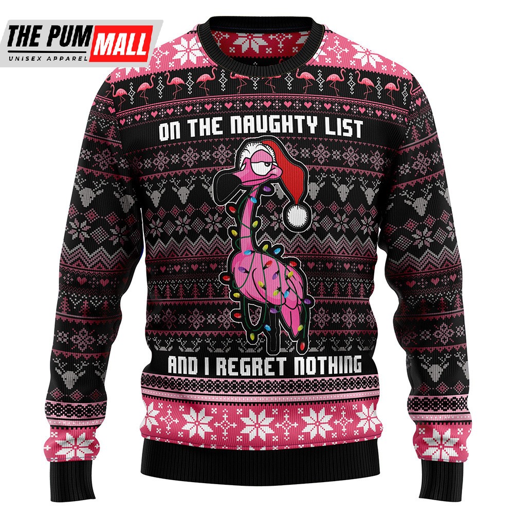 Flamingo Naughty List Ugly Christmas Sweater Christmas Outfits Gift