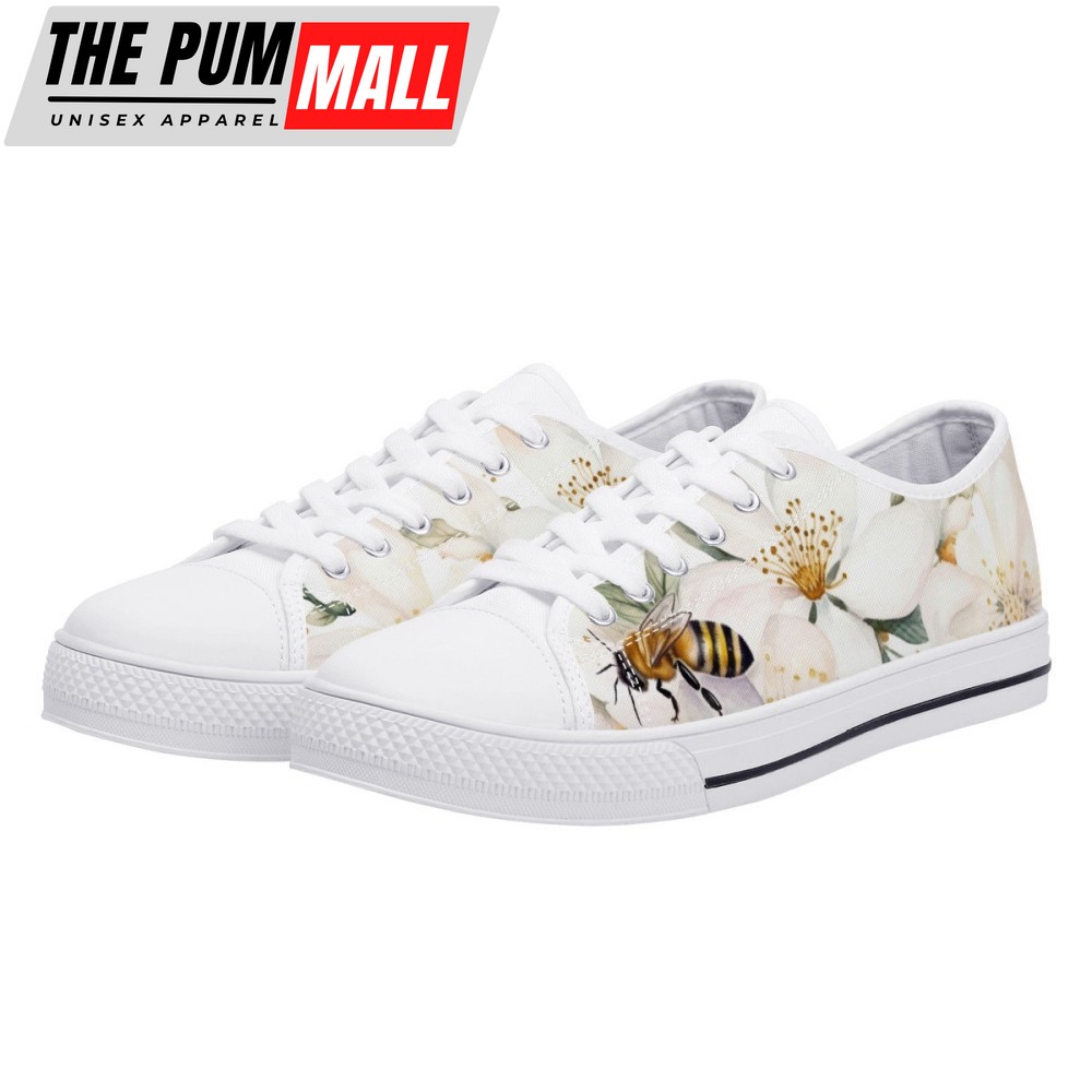 Floral Bee Sneakers, Converse Style, Vans Style Sneakers, Womens Shoes, Bee Gifts For Her
