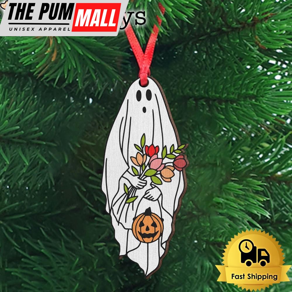 Floral Ghost Wooden Ornament Limited Edition