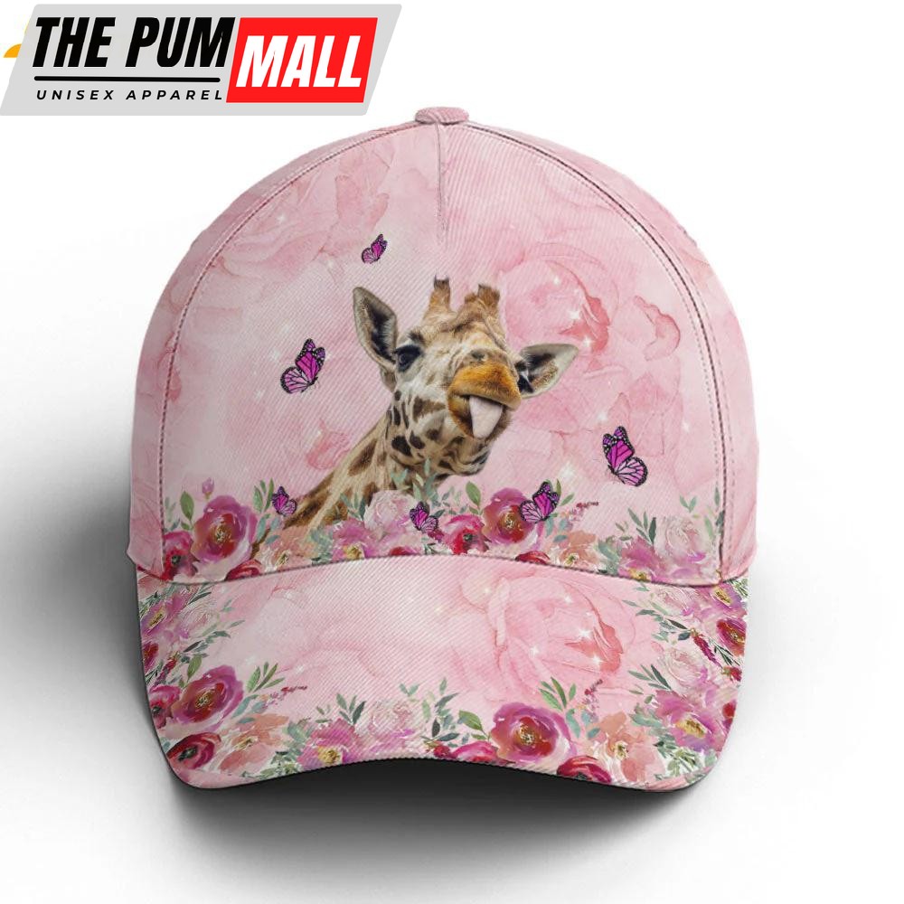 Floral Pink Giraffe Classic Baseball Cap