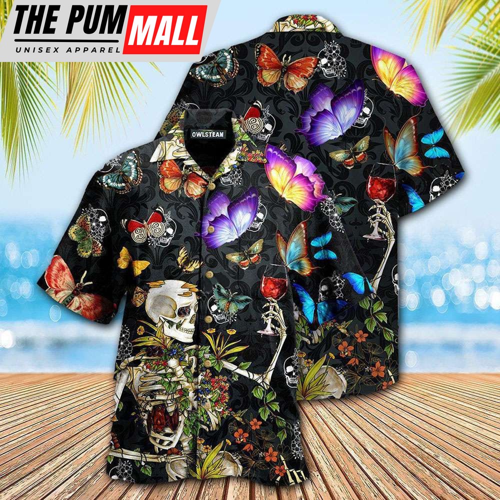 Floral Skull Love Dark Hawaiian Shirt