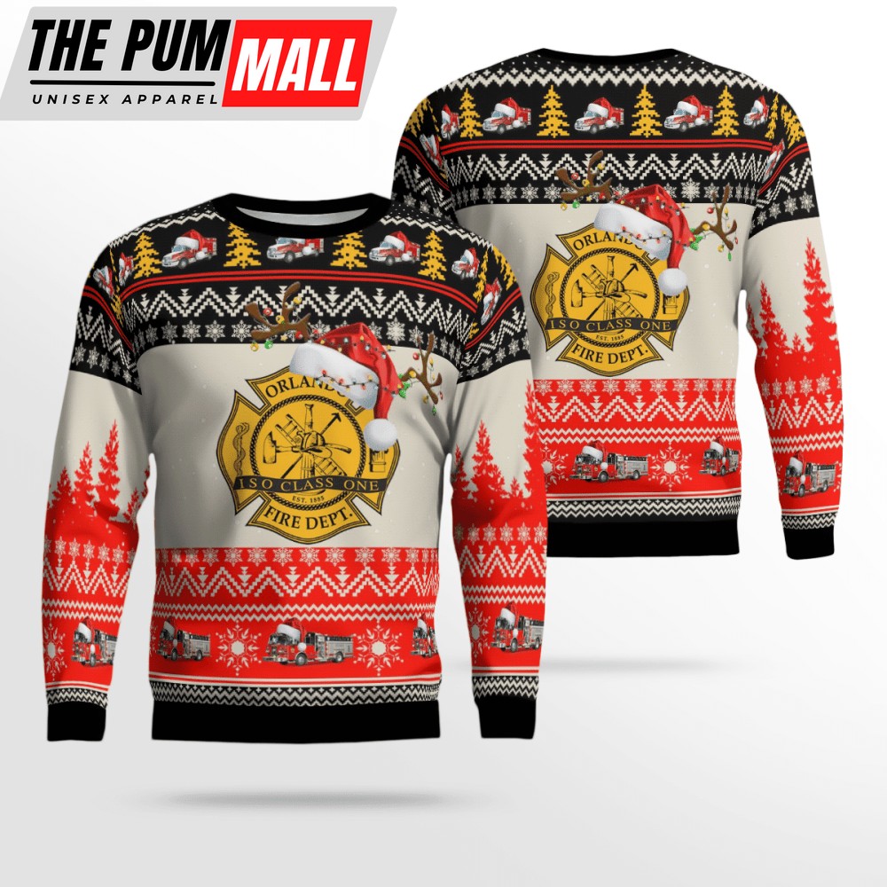 Florida Orlando Fire Dept 3D Ugly Christmas Sweater – Perfect Gift for Christmas