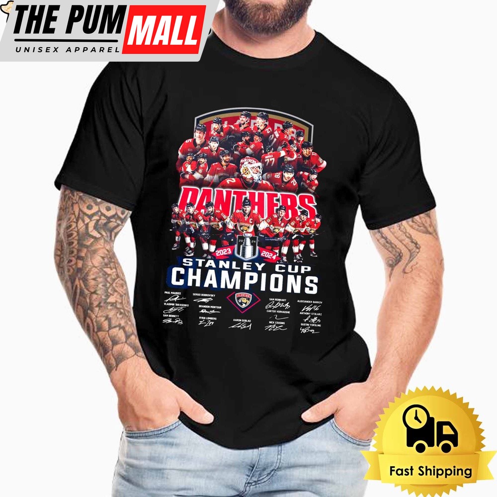 Florida Panthers 2024 Stanley Cup Champions Signature T Shirt