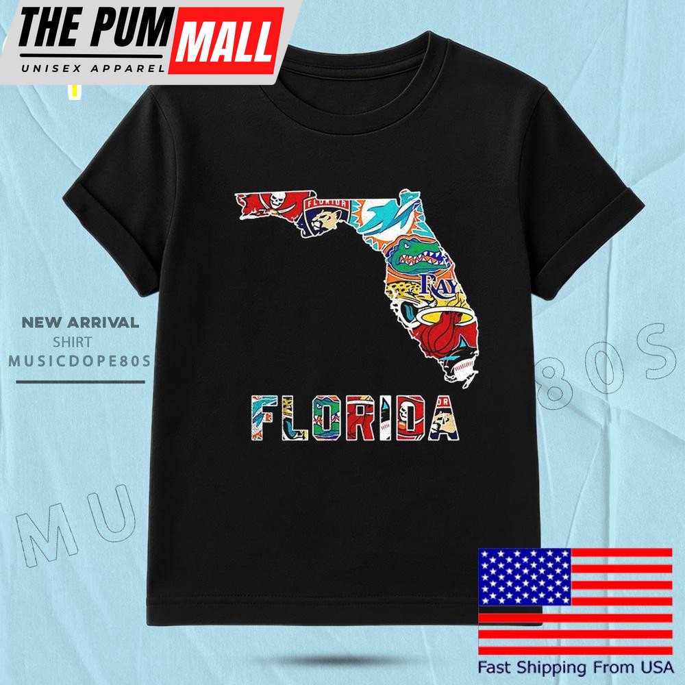 Florida Sports Team Map Logo T Shirt