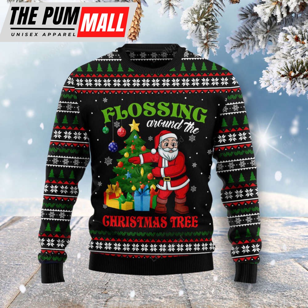 Flossing Around The Christmas Tree Ugly Christmas Sweater