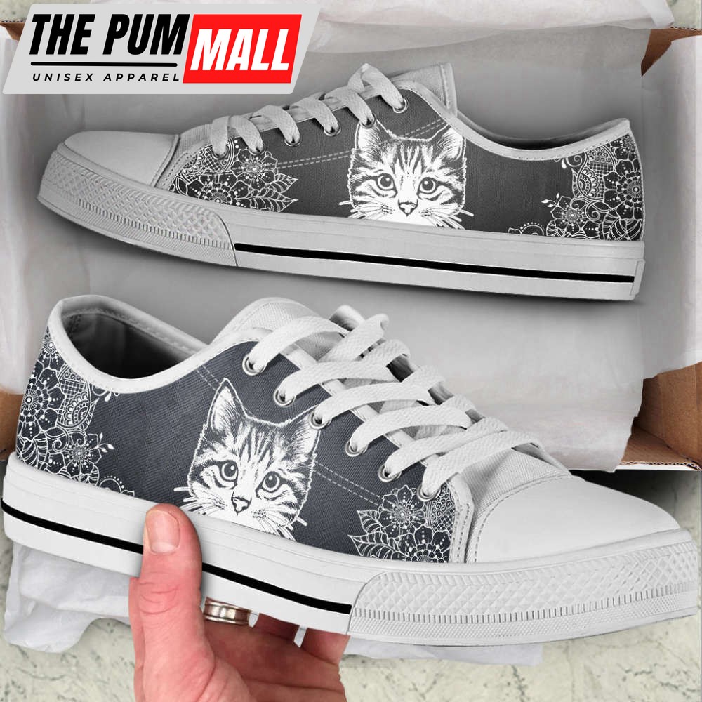 Flower Sketch Low Top Canvas Shoes – Best Cat Lover Shoes