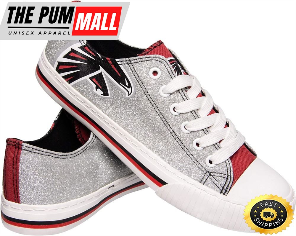 FOCO Atlanta Falcons NFL Womens Glitter Low Top Canvas Shoes