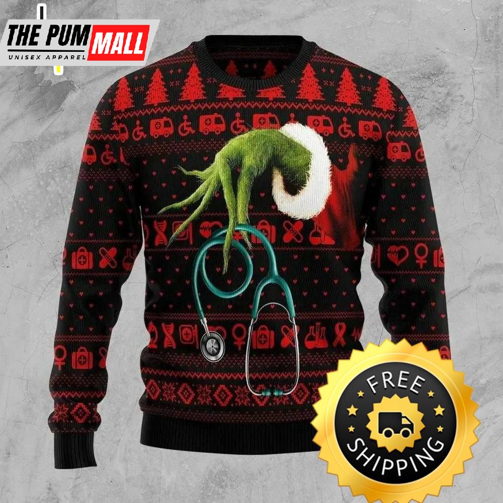 For Nurse How Grinch Stole Ugly Christmas Sweater, Christmas Grinch Sweater, Grinch Holiday Sweater
